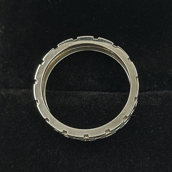 14K White Gold Brick Wall Design Fashion Ring