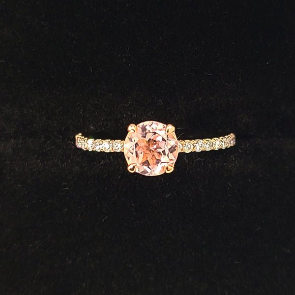 14K Rose Gold Engagement Ring with Pink Morganite Center