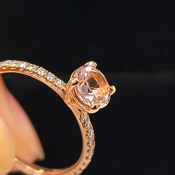14K Rose Gold Engagement Ring with Pink Morganite Center
