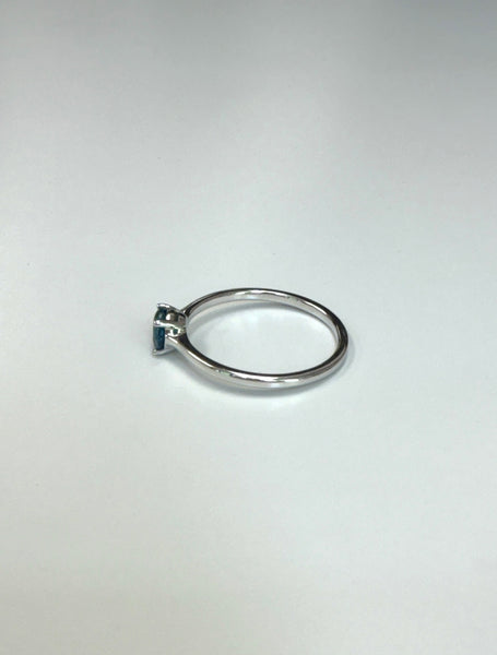 14K Single Stone Ring With Blue Topaz Center