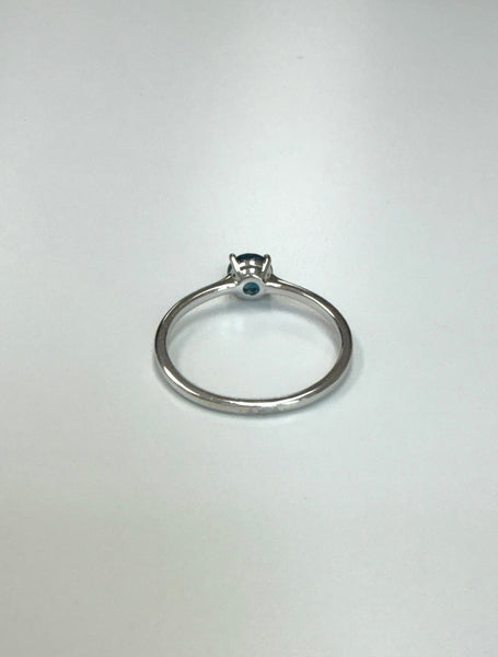 14K Single Stone Ring With Blue Topaz Center