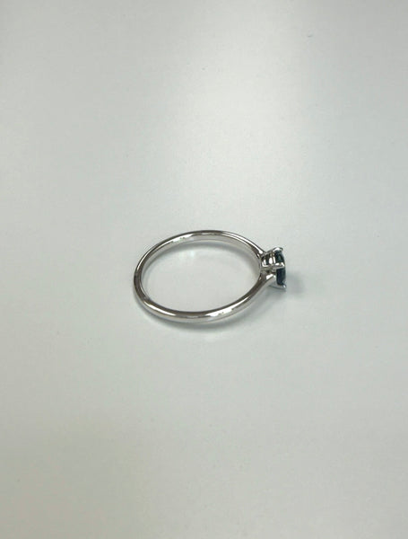 14K Single Stone Ring With Blue Topaz Center