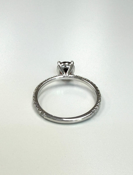 14k White Gold Engagement Garnet Ring with Diamonds