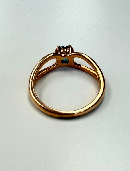 14K Rose Gold Engagement Blue Zircon High Polished Ring
