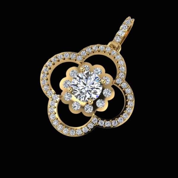 14K Gold Clover Pendant - Diamond or Gemstone of Your Choice