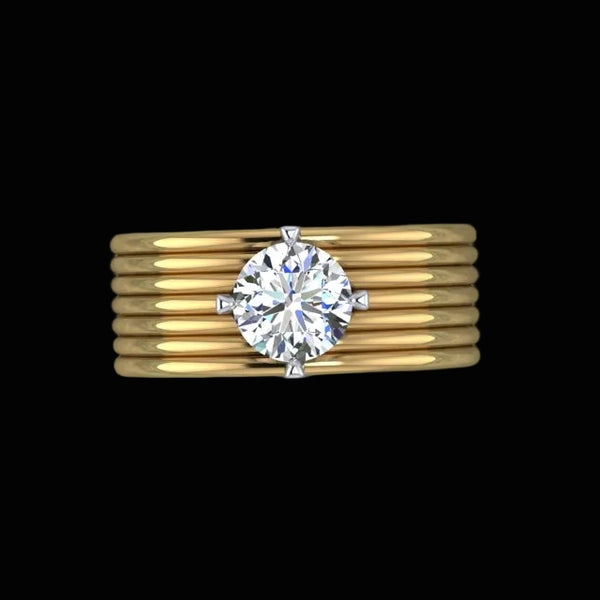 14K Gold Multi-Band Coil Ring - Diamond or Gemstone of Your Choice
