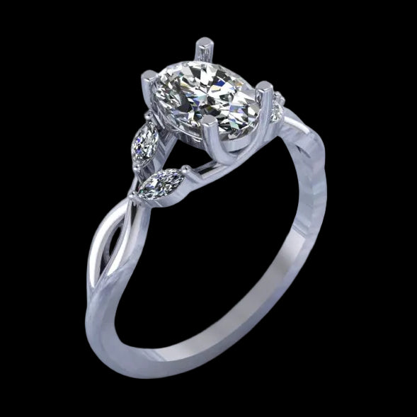 14K Gold Twisted Shank Engagement Ring - Diamond or Gemstone of Your Choice
