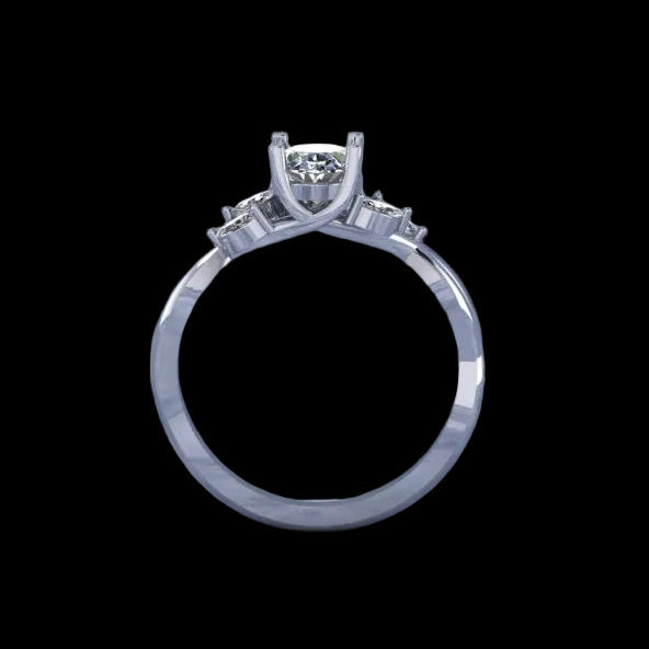 14K Gold Twisted Shank Engagement Ring - Diamond or Gemstone of Your Choice
