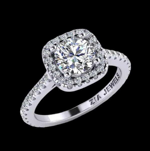 14K Gold Halo Top Engagement Ring - Diamond or Gemstone of Your Choice