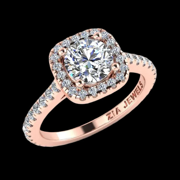 14K Gold Halo Top Engagement Ring - Diamond or Gemstone of Your Choice