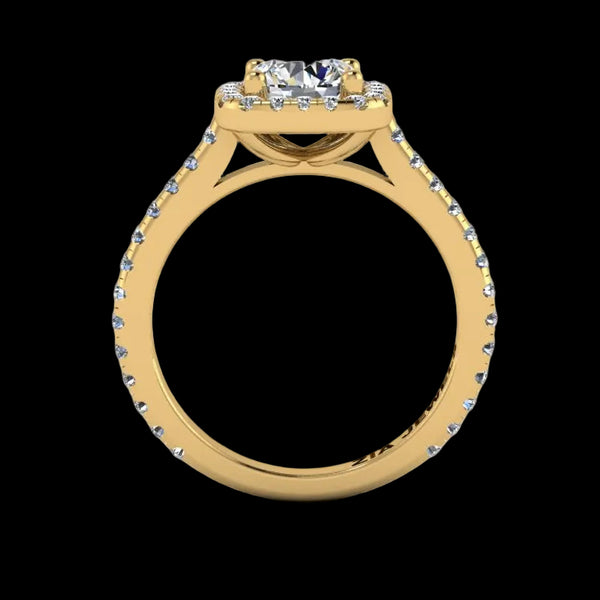 14K Gold Halo Top Engagement Ring - Diamond or Gemstone of Your Choice