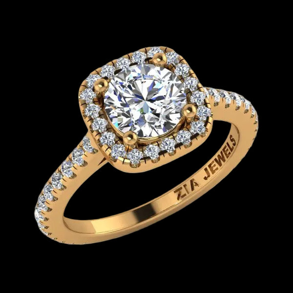 14K Gold Halo Top Engagement Ring - Diamond or Gemstone of Your Choice