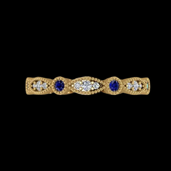 14K Gold Art Deco Eternity Ring - Diamond or Gemstone of Your Choice