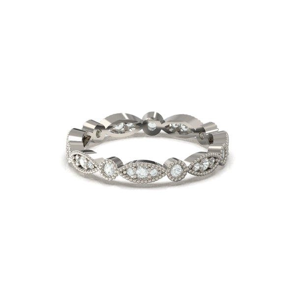 14K White Gold Art Deco Eternity Band