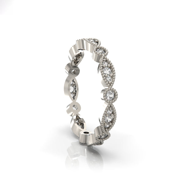 14K White Gold Art Deco Eternity Band