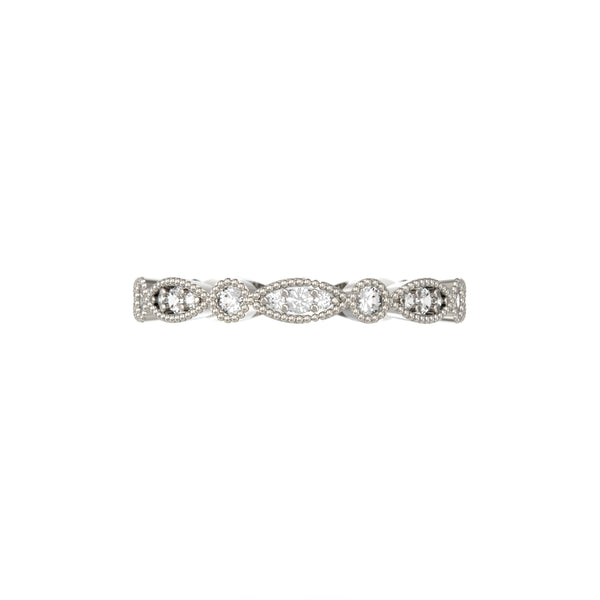 14K White Gold Art Deco Eternity Band