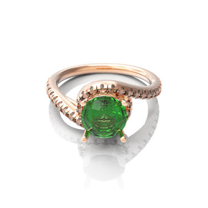 14K Rose Gold Emerald & Diamond ring