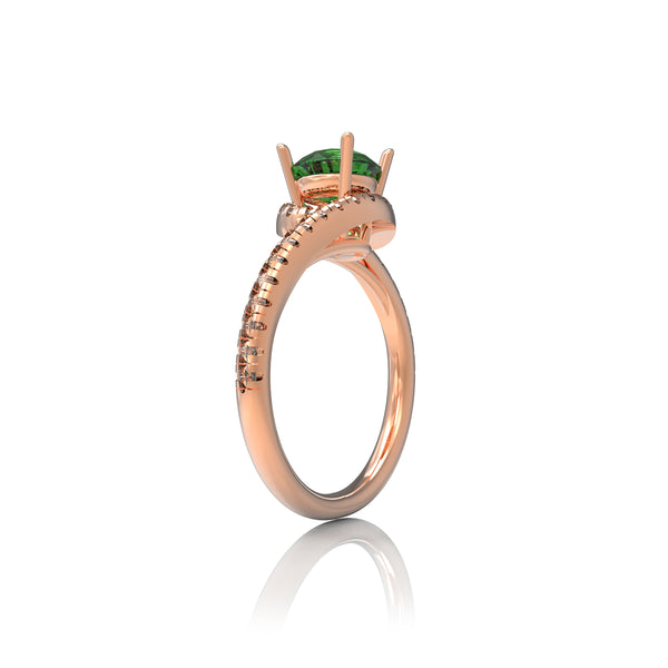 14K Rose Gold Emerald & Diamond ring