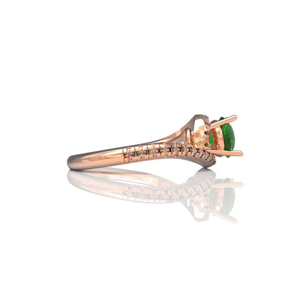 14K Rose Gold Emerald & Diamond ring