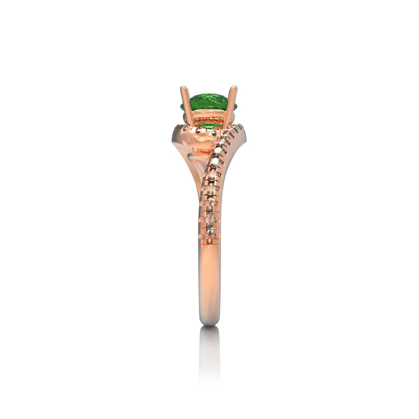 14K Rose Gold Emerald & Diamond ring