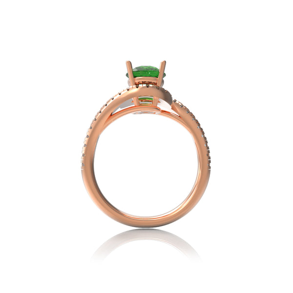 14K Rose Gold Emerald & Diamond ring