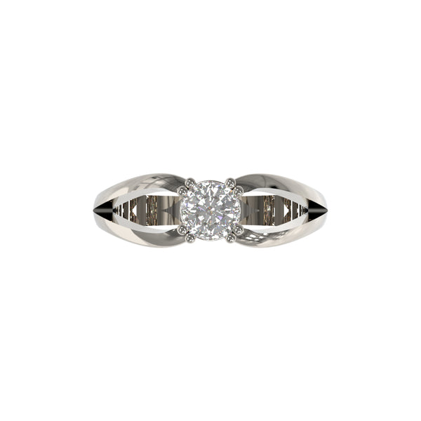 14K White Gold High Polished Diamond Solitaire Ring