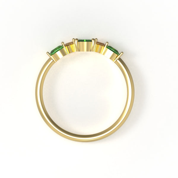 14K Yellow Gold Emerald and Diamond Ring