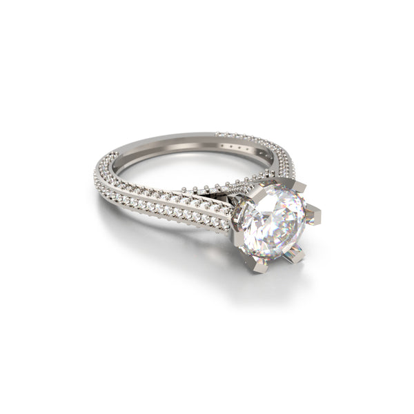 14K White Gold Diamond Engagement Ring