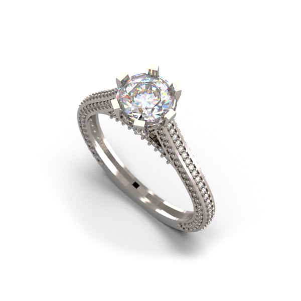 14K White Gold Diamond Engagement Ring