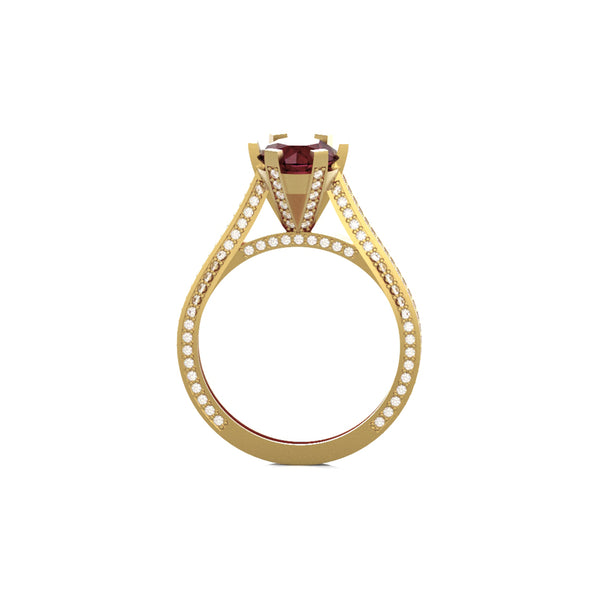 14K Yellow Gold Engagement Ring with Ruby and Diamonds