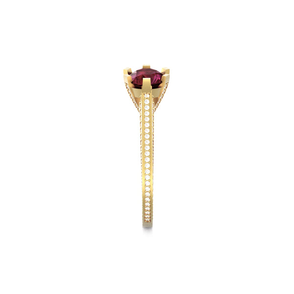 14K Yellow Gold Engagement Ring with Ruby and Diamonds