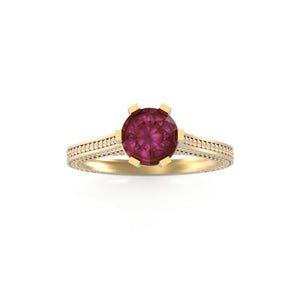 14K Yellow Gold Engagement Ring with Ruby and Diamonds