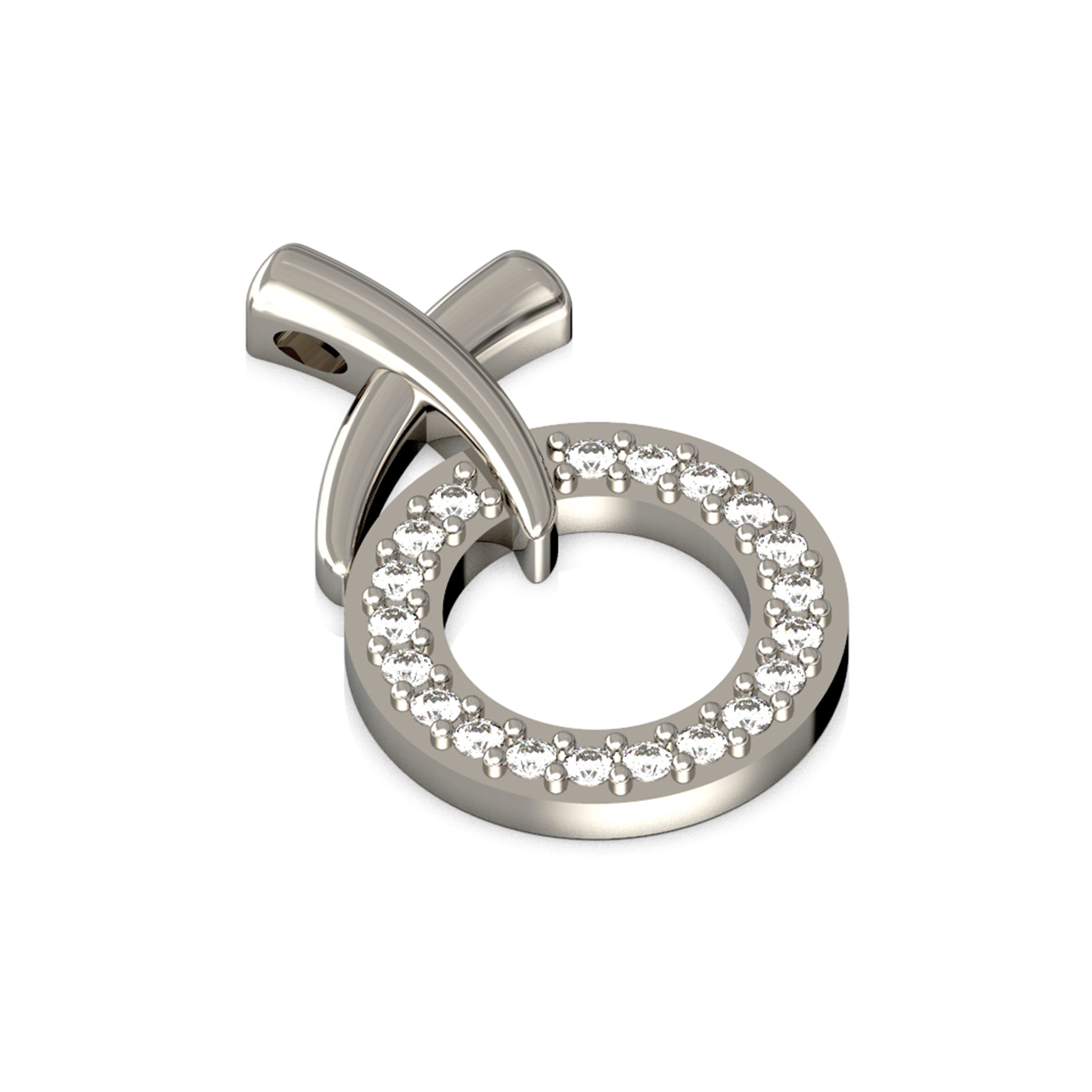 14K White Gold and Diamond XO Pendant