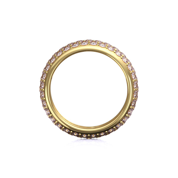 14K Yellow Gold Band with Diamond Pave