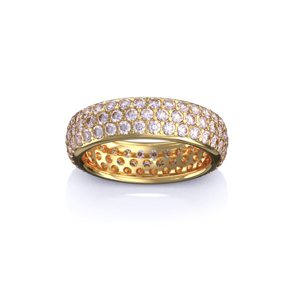 14K Yellow Gold Band with Diamond Pave