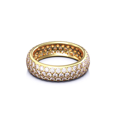 14K Yellow Gold Band with Diamond Pave