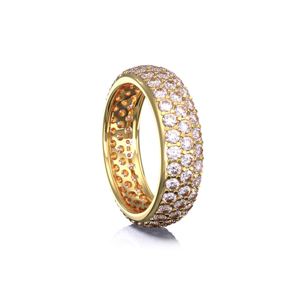 14K Yellow Gold Band with Diamond Pave