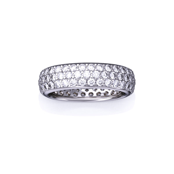 14K White Gold Band with Diamond Pave