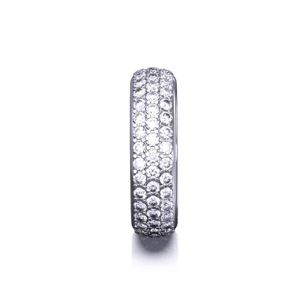 14K White Gold Band with Diamond Pave