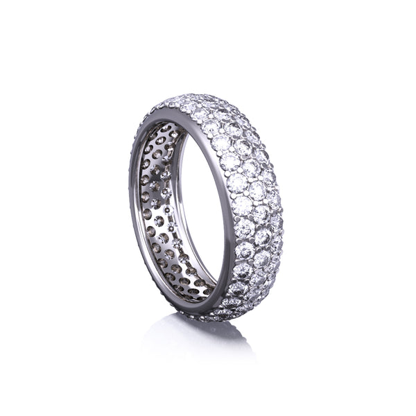 14K White Gold Band with Diamond Pave