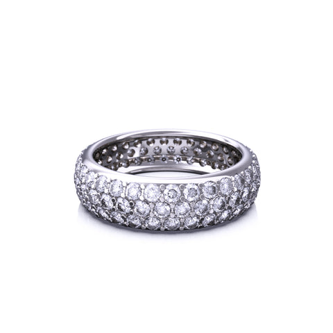 14K White Gold Band with Diamond Pave