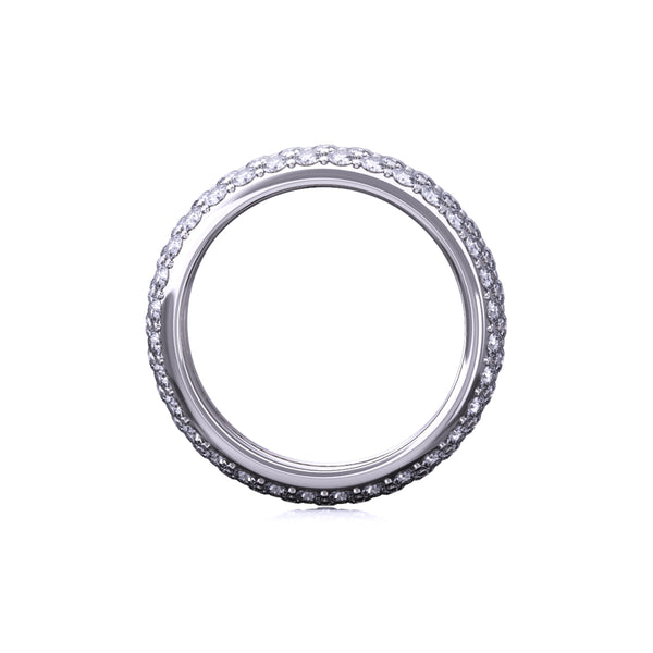 14K White Gold Band with Diamond Pave