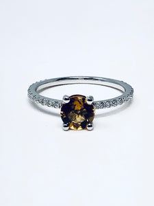 14K White Gold Citrine Engagement Ring