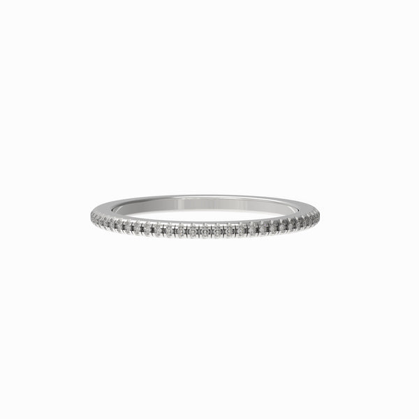 14K White Gold Wedding Band with Diamonds