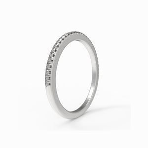 14K White Gold Wedding Band with Diamonds