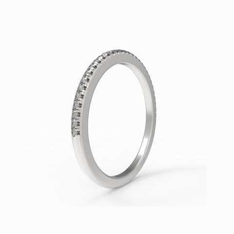 14K White Gold Wedding Band with Diamonds